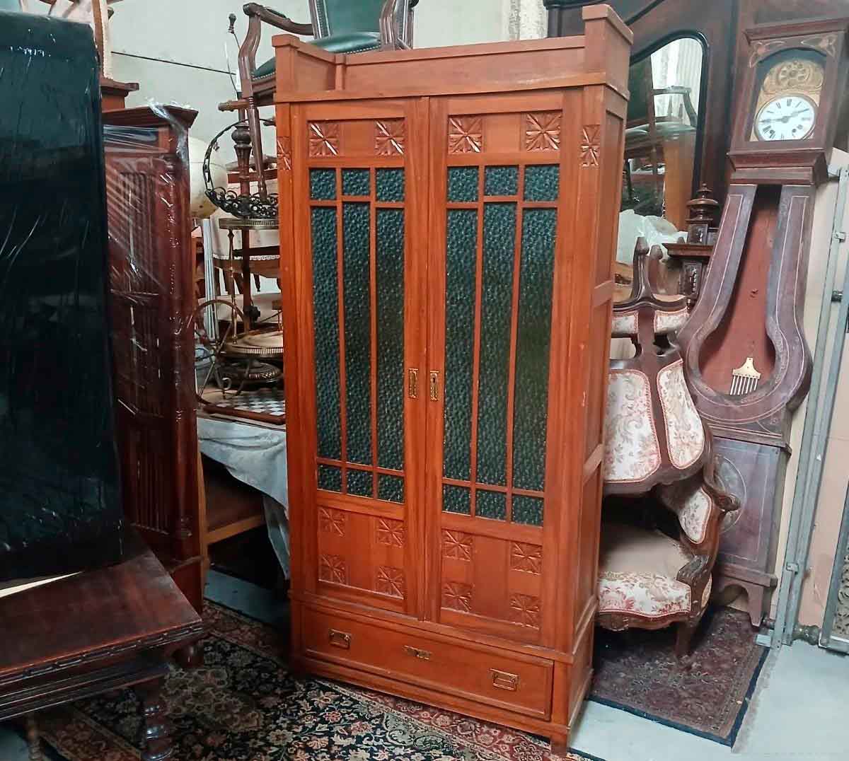 Vitrina Librería Estantería Alacena antigua estilo Art Decó. Mueble Librero antiguo Modernista.