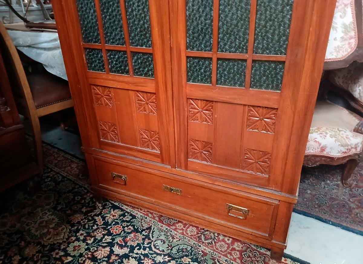 Vitrina Librería Estantería Alacena antigua estilo Art Decó. Mueble Librero antiguo Modernista. - Imagen 2