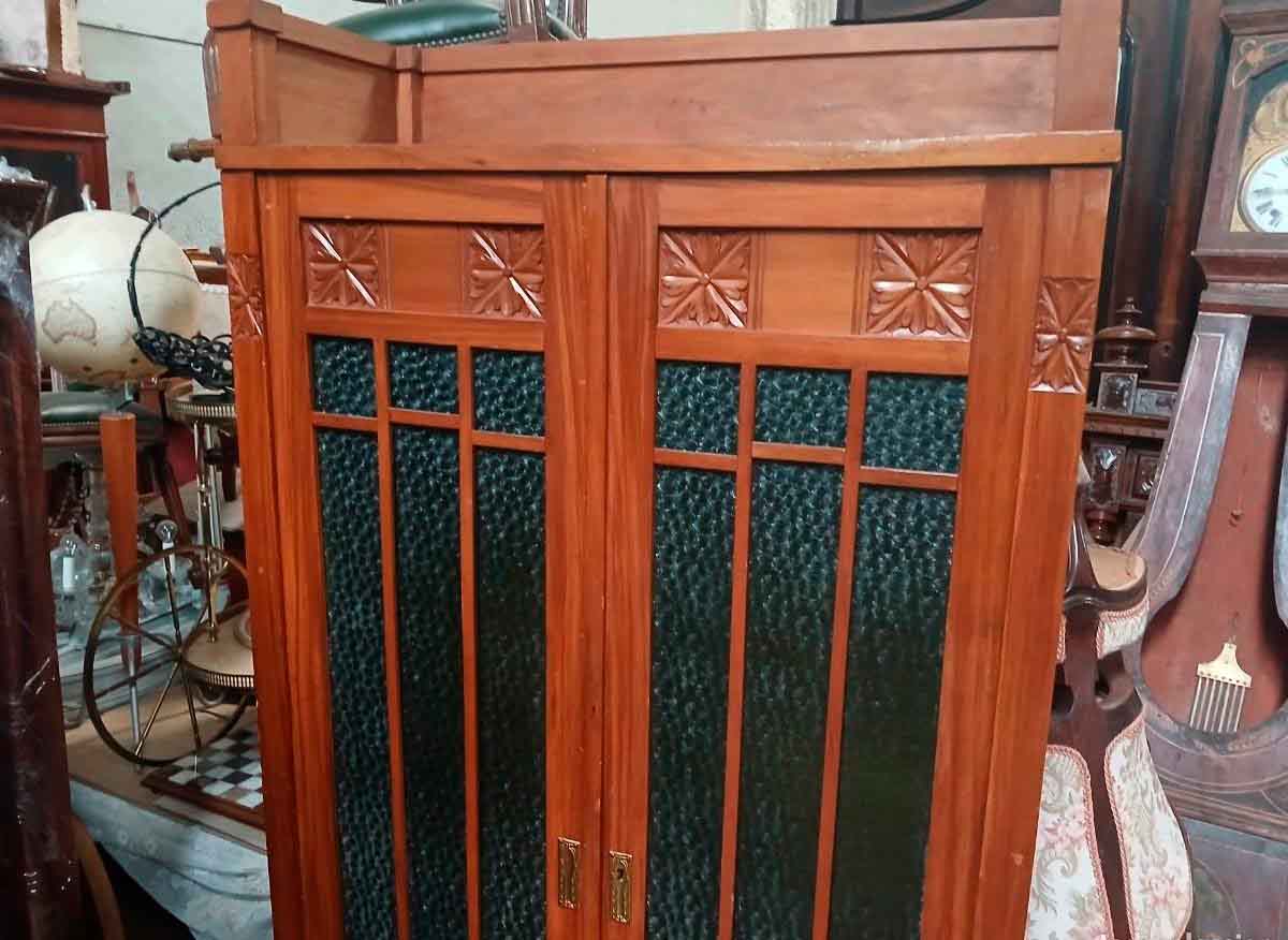 Vitrina Librería Estantería Alacena antigua estilo Art Decó. Mueble Librero antiguo Modernista. - Imagen 3
