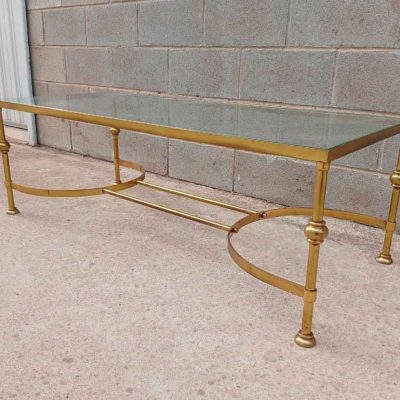 Mesa de latón diseño Maison Jansen original. Mesa antigua vintage baja centro de salón.