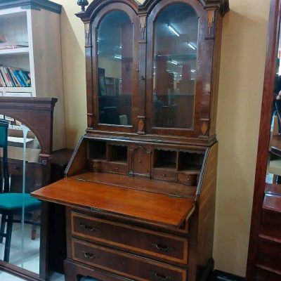 Mueble Bureau antiguo estilo inglés HERRAIZ. Buró Secreter Escritorio Vitrina Librería Holandés.