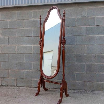 Espejo de vestidor antiguo estilo inglés Reina Ana. Mueble espejo antiguo vintage grande de tocador.