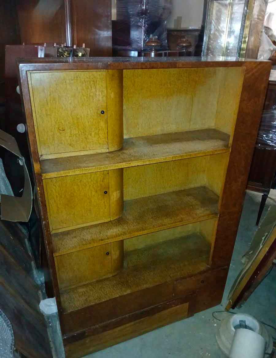 Estantería Librería antigua estilo Art Decó. Mueble Auxiliar Librero Despacho antiguo Modernista. - Imagen 2