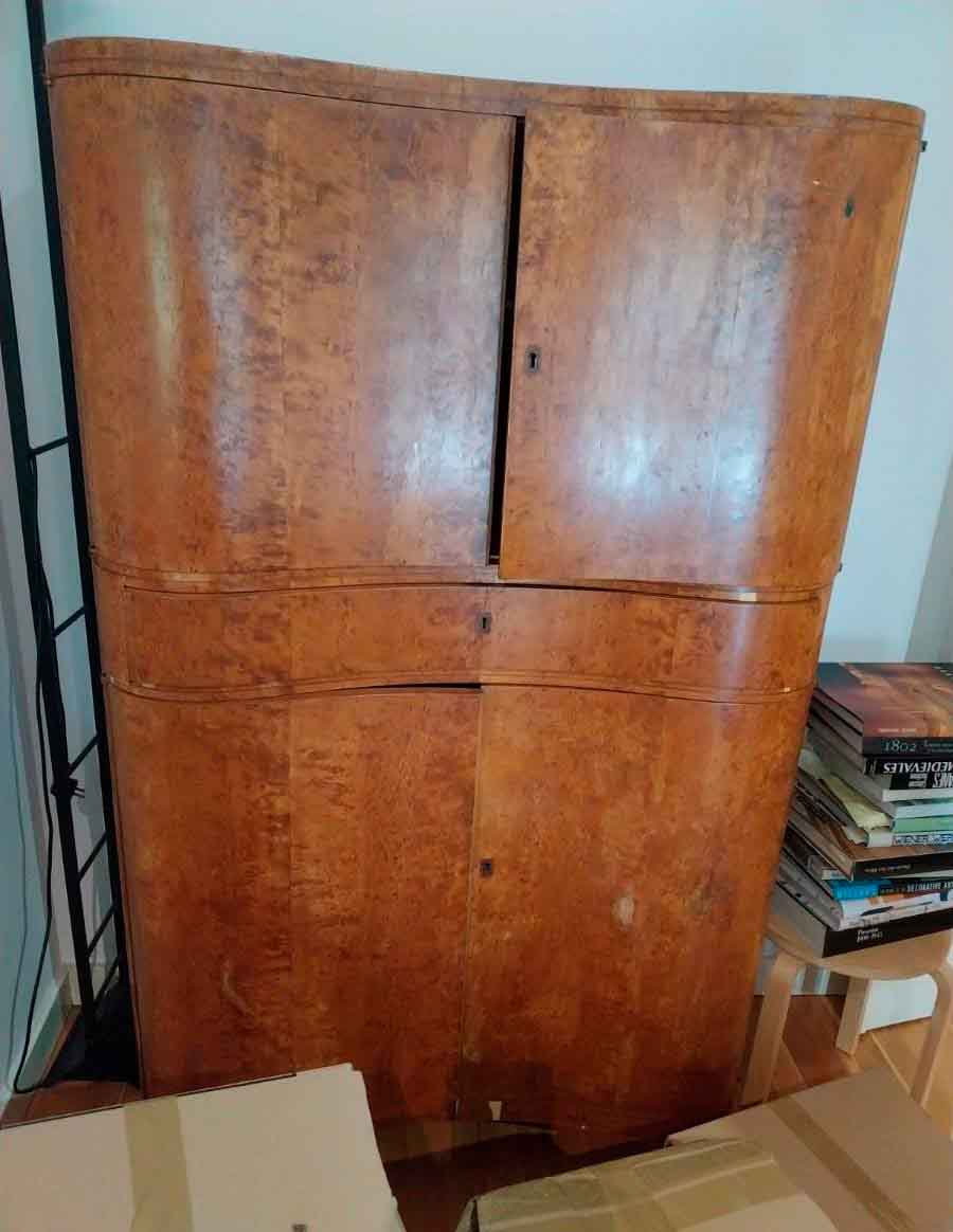 Estantería Librería antigua estilo Art Decó. Mueble Auxiliar Librero Despacho antiguo Modernista.