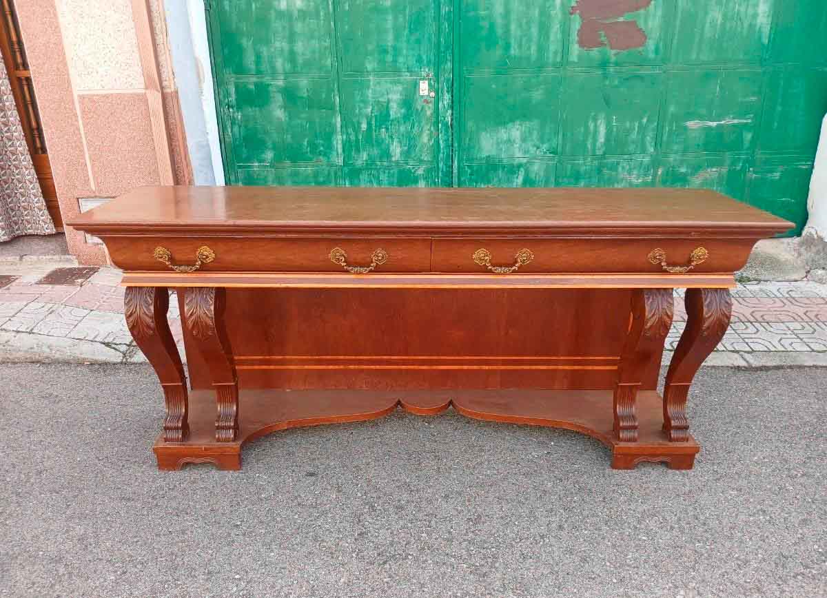 Gran consola antigua estilo Luis XV 2 metros. Consola grande antigua estilo isabelino estilo inglés. - Imagen 3