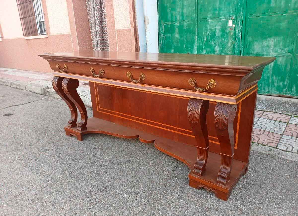 Gran consola antigua estilo Luis XV 2 metros. Consola grande antigua estilo isabelino estilo inglés.