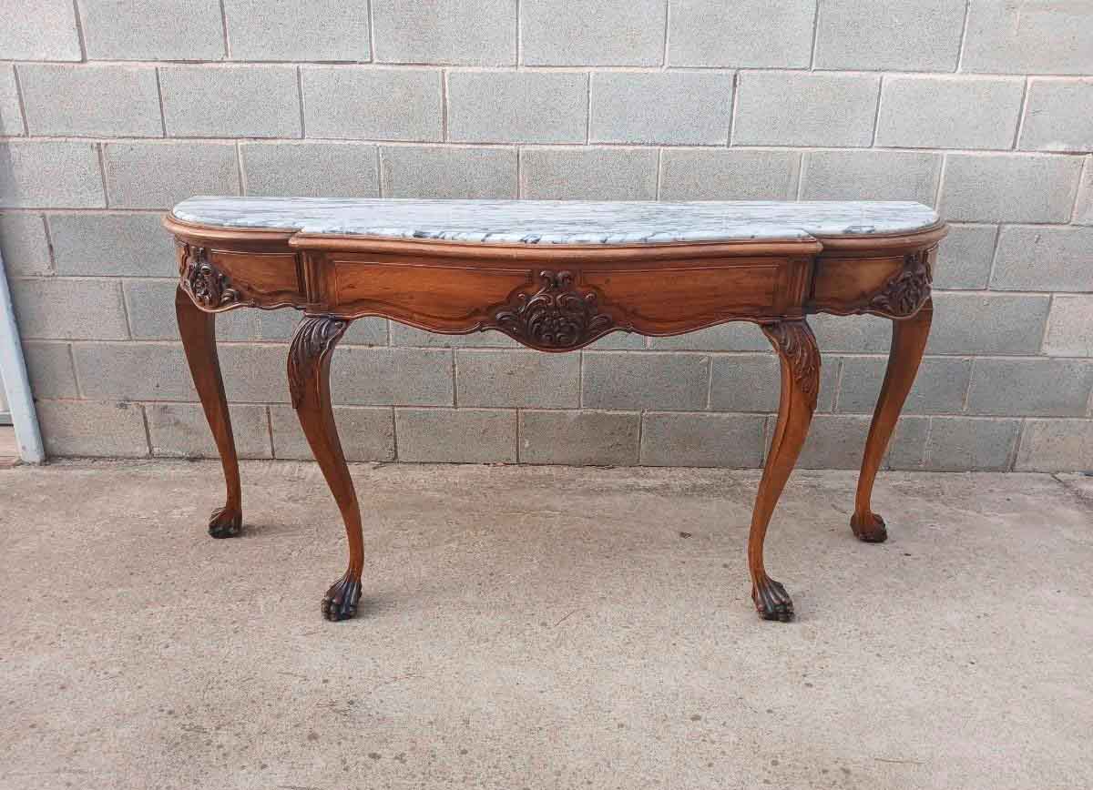 Gran Consola antigua estilo inglés Chippendale 180 cm. Mueble Consola grande Luis XV Isabelino.