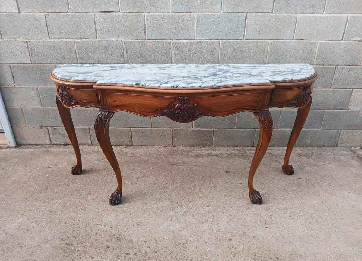 Gran Consola antigua estilo inglés Chippendale 180 cm. Mueble Consola grande Luis XV Isabelino. - Imagen 2