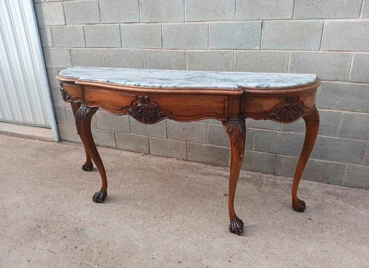 Gran Consola antigua estilo inglés Chippendale 180 cm. Mueble Consola grande Luis XV Isabelino. - Imagen 3
