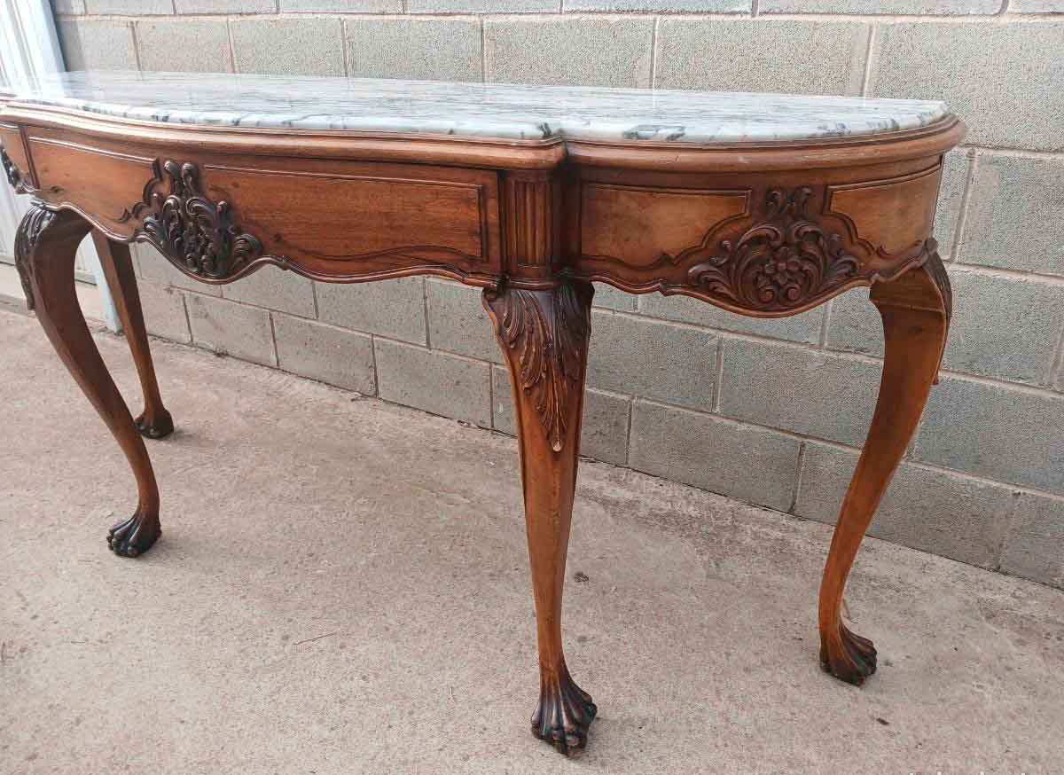 Gran Consola antigua estilo inglés Chippendale 180 cm. Mueble Consola grande Luis XV Isabelino. - Imagen 4