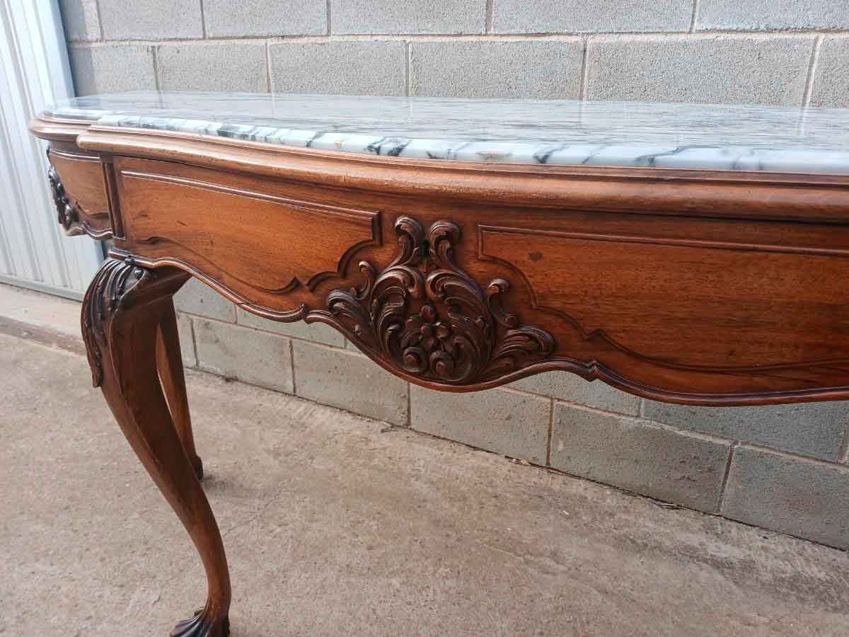 Gran Consola antigua estilo inglés Chippendale 180 cm. Mueble Consola grande Luis XV Isabelino. - Imagen 5