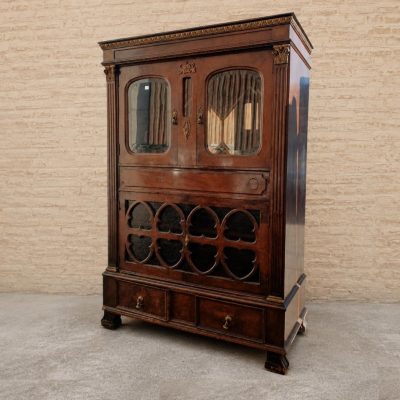 Aparador Mueble Bar antiguo estilo inglés. Librero Despacho. Estantería Librería Vitrina antigua.