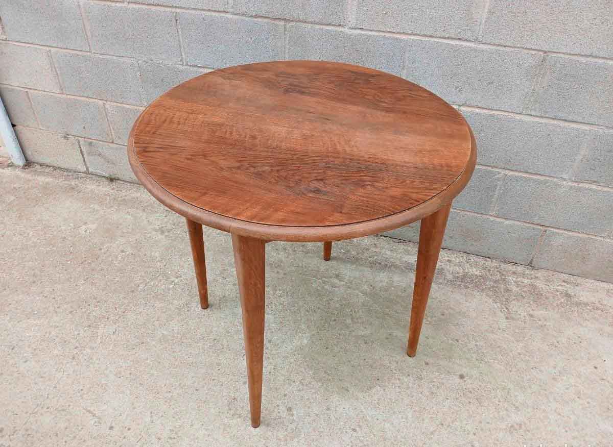 Mesa antigua danesa nogal 1960 (80 cm). Mueble Mesa antigua estilo Danés Mid Century. - Imagen 2