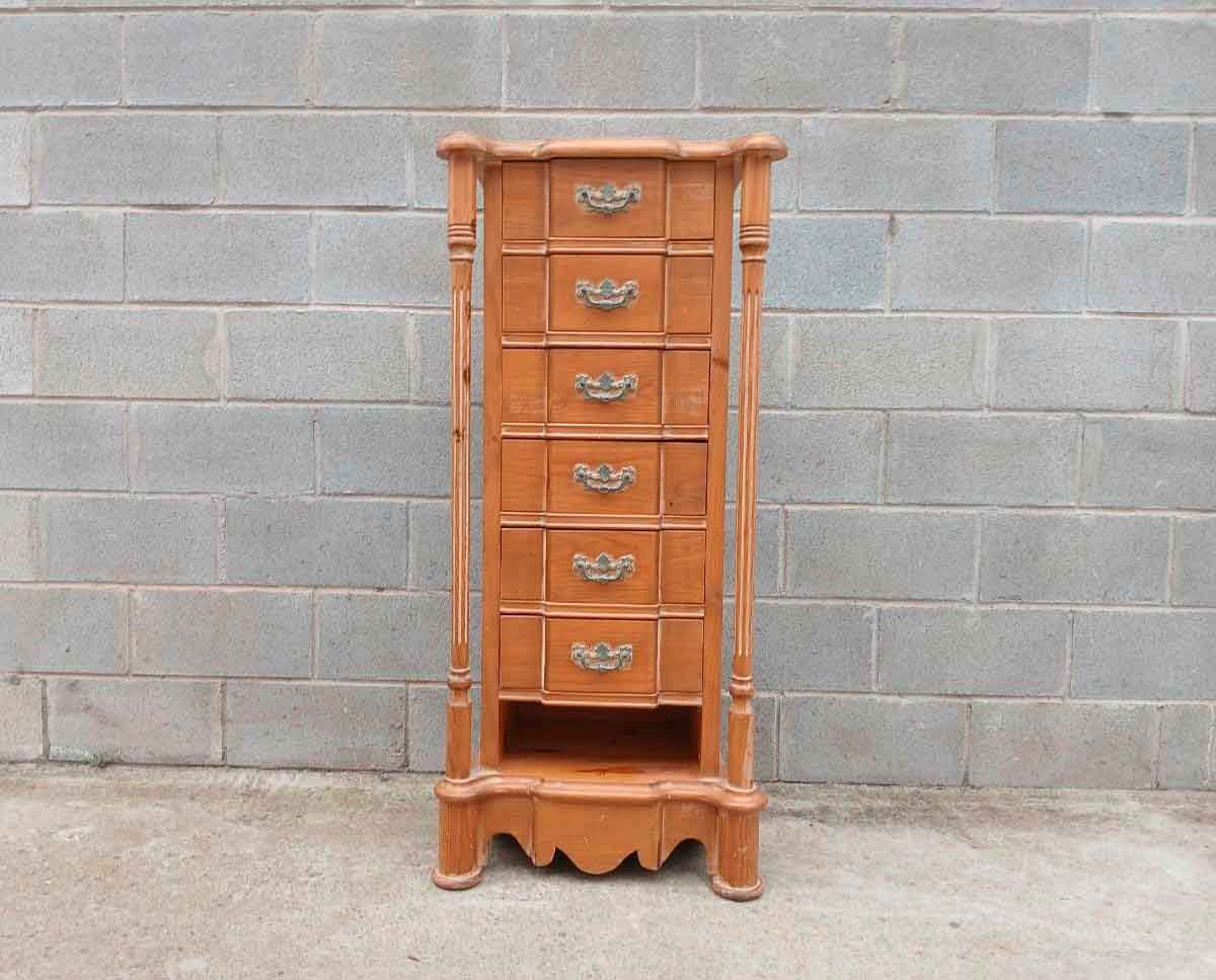 Cómoda alta antigua. Mueble Cajonera Sinfonier antiguo vintage estilo inglés Victoriano. - Imagen 2