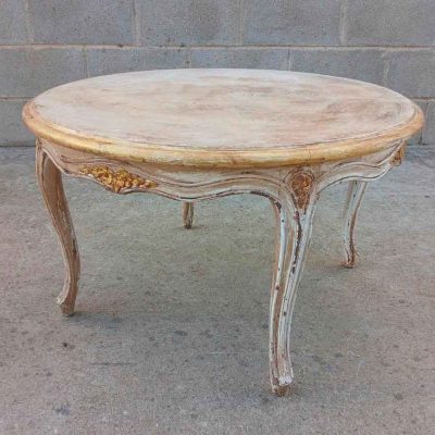 Mesa baja centro de salón antigua estilo Luis XV (73 cm). Mueble Mesa Auxiliar vintage Barroco.