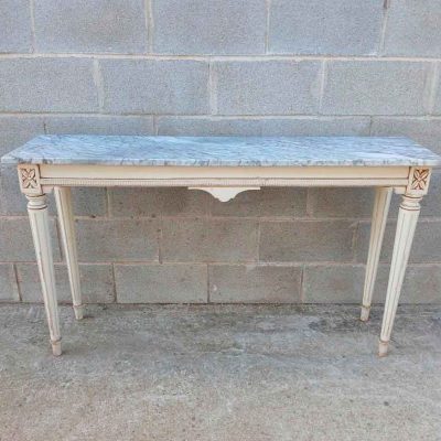 Consola antigua estilo Luis XVI 128 cm. Mueble Consola antigua vintage color blanco.