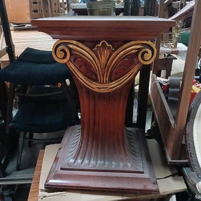 Columna peana antigua estilo Jónico (75 cm). Columna pie pedestal soporte Macetero antiguo vintage.