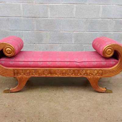 Banco antiguo estilo imperio 150 cm. Gran Banqueta Diván Silla Descalzadora antigua inglés Regency.