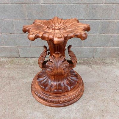Pie madera tallada para Mesa Salón antigua 120 / 150 cm. Pie tallado antiguo estilo inglés.