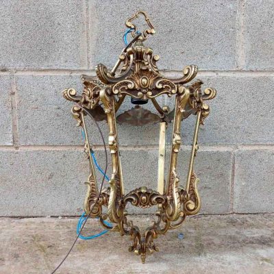 Farol de techo antiguo estilo Luis XVI. Lámpara techo Farol antiguo de bronce.