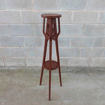Macetero de madera antiguo estilo Art Decó. Macetero de pie. Macetero de pedestal vintage Modernista.