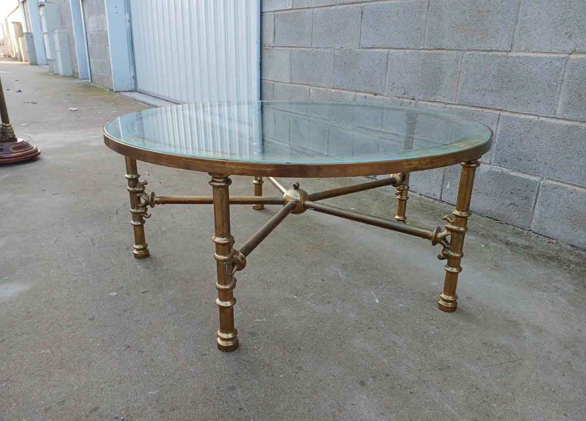 Mesa baja antigua bronce (100 cm). Mueble Mesa centro de salón estilo inglés Luis XVI. - Imagen 5