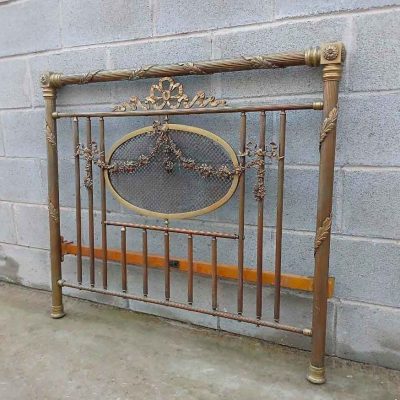Cabecero antiguo bronce estilo Luis XVI (100 / 90 cm). Cama antigua vintage Modernista.