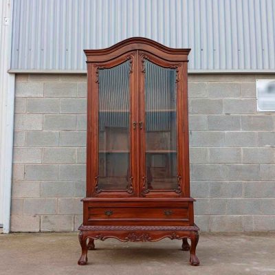 Vitrina antigua estilo Chippendale. Mueble Vitrina expositora de caoba estilo inglés Victoriano.