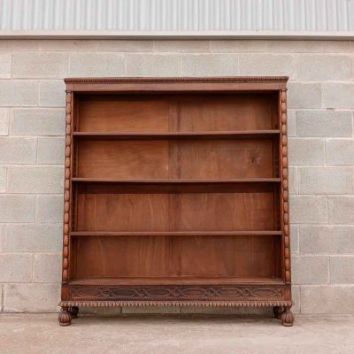 Estantería Librería antigua de biblioteca. Mueble Librero antiguo 143 cm largo.
