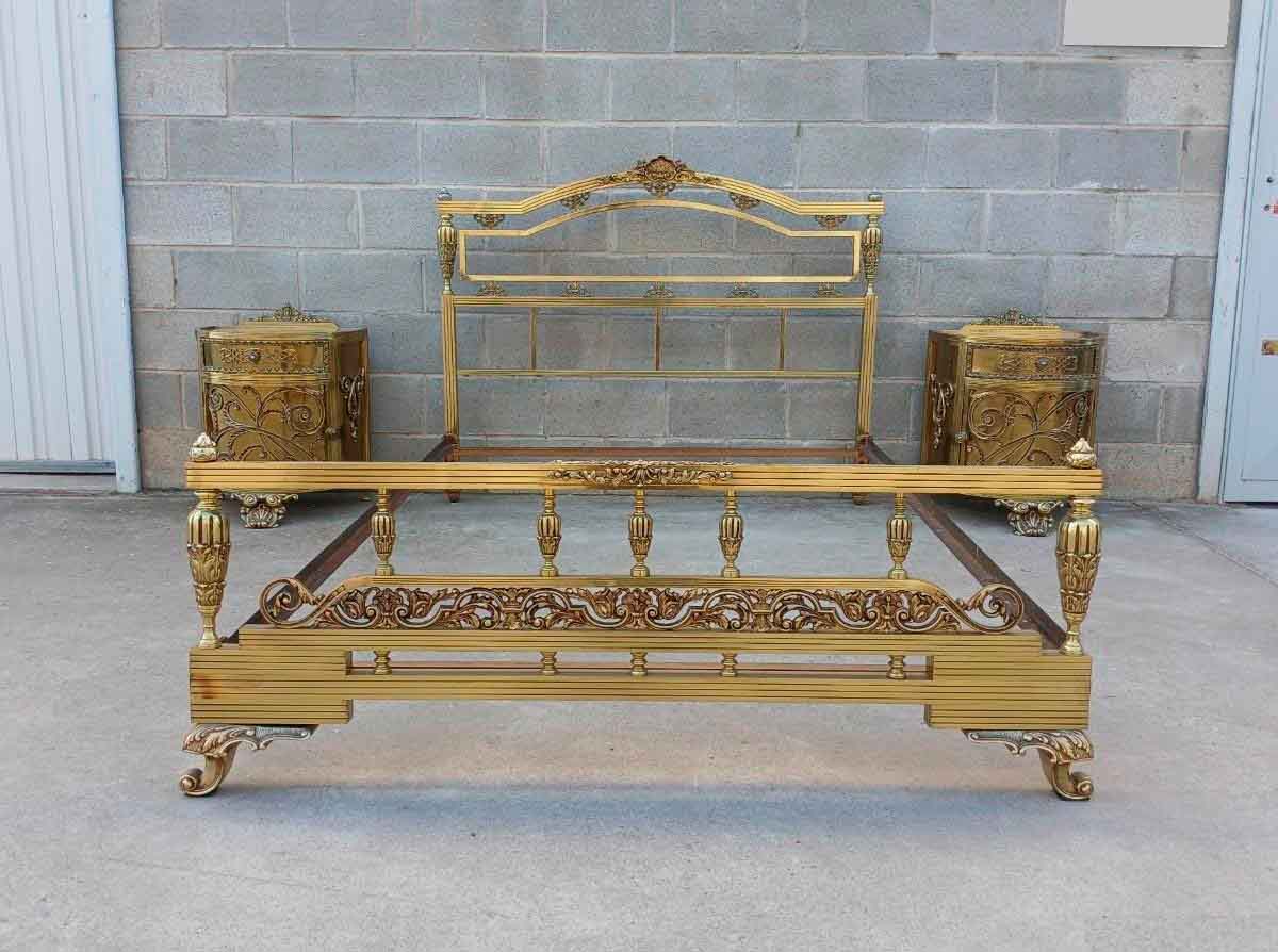 2 Dos Mesitas de noche antiguas bronce estilo Luis XVI. Mesillas Dormitorio antiguas Art Decó Modernista. - Imagen 8