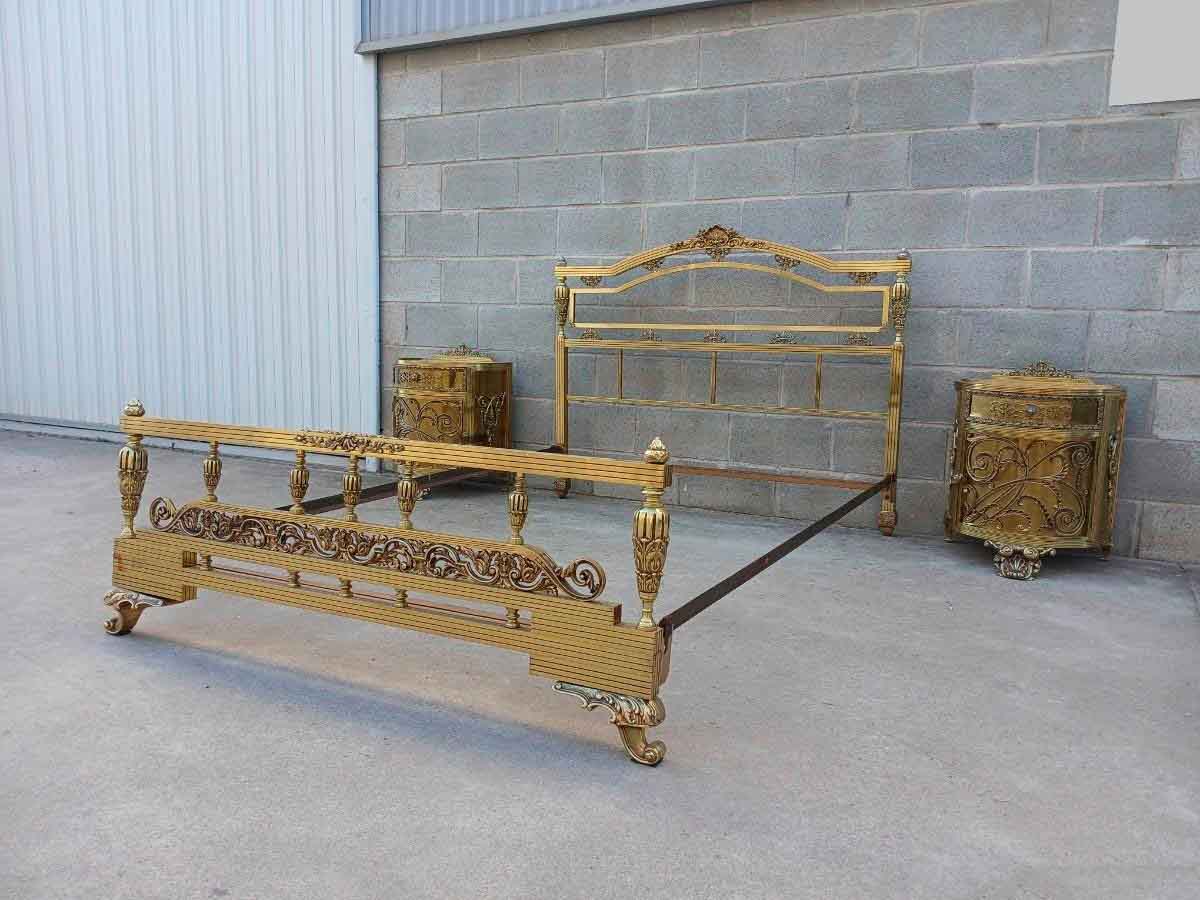 2 Dos Mesitas de noche antiguas bronce estilo Luis XVI. Mesillas Dormitorio antiguas Art Decó Modernista. - Imagen 9