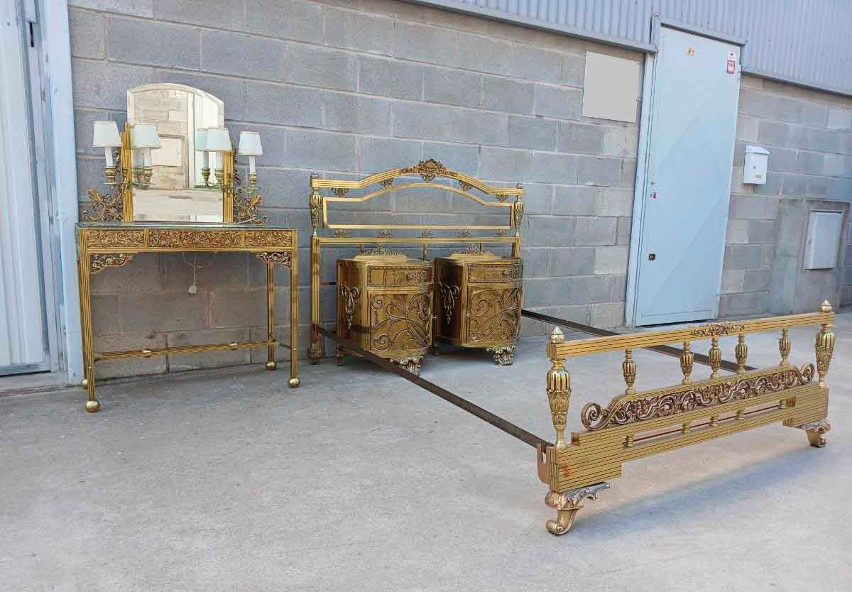 2 Dos Mesitas de noche antiguas bronce estilo Luis XVI. Mesillas Dormitorio antiguas Art Decó Modernista. - Imagen 10