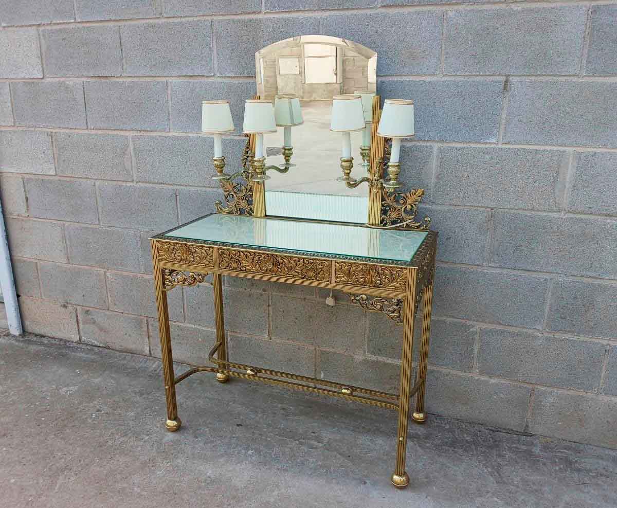 2 Dos Mesitas de noche antiguas bronce estilo Luis XVI. Mesillas Dormitorio antiguas Art Decó Modernista. - Imagen 11