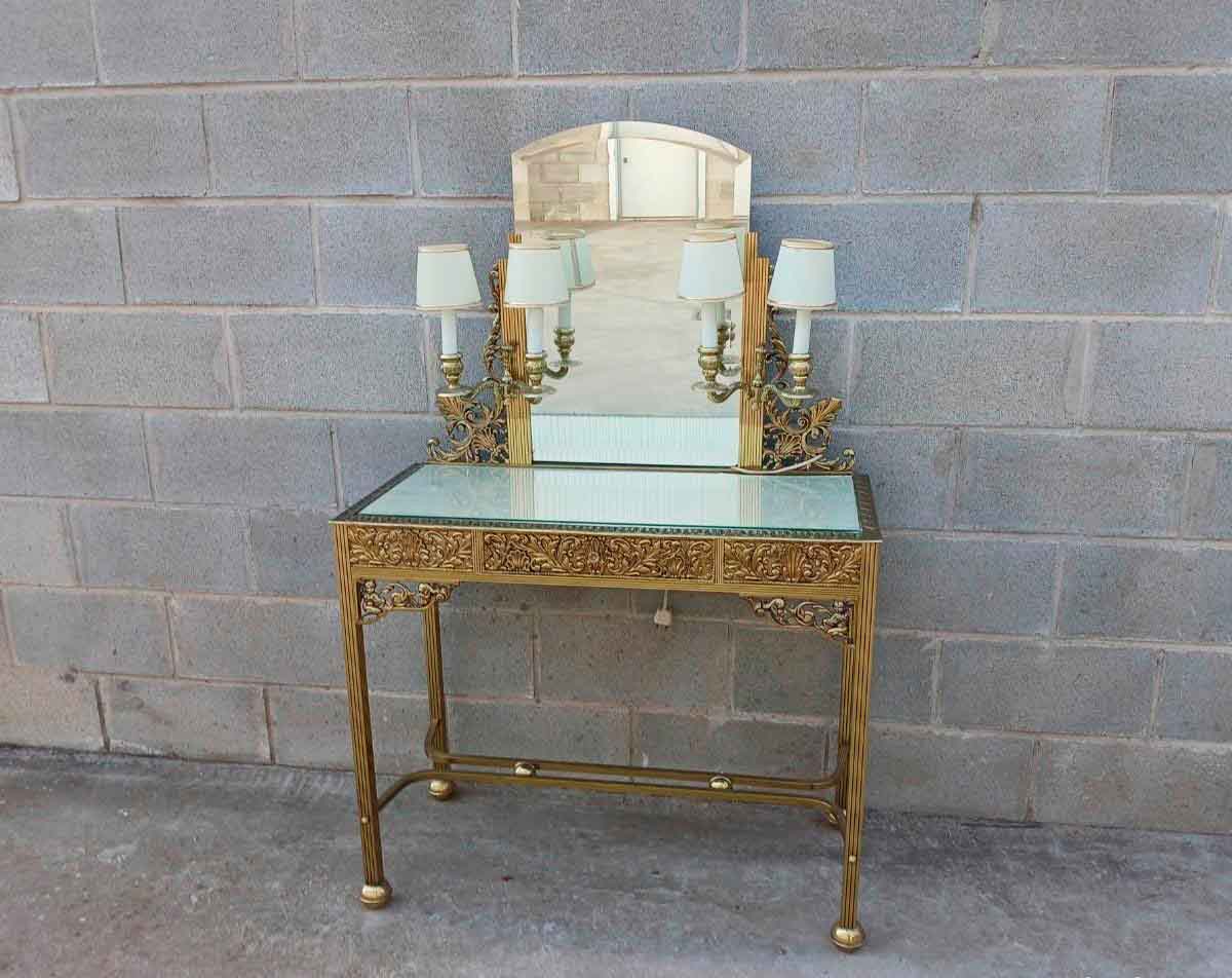 2 Dos Mesitas de noche antiguas bronce estilo Luis XVI. Mesillas Dormitorio antiguas Art Decó Modernista. - Imagen 12