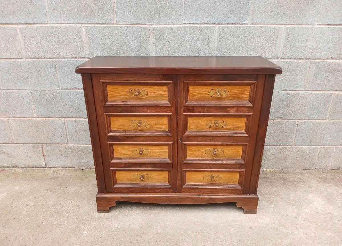 Entredós antiguo tapizado. Mueble Auxiliar antiguo estilo inglés. Aparador Entrada Recibidor Cómoda. - Imagen 2