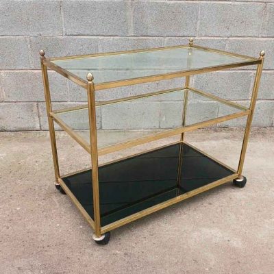 Carrito Carro servir bronce latón. Mueble auxiliar Camarera antigua vintage metal.