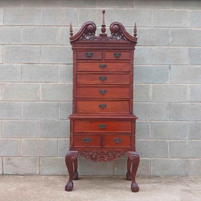 Mueble Sinfonier antiguo estilo inglés Chippendale (165 cm). Cómoda alta Cajonera antigua Victoriano.