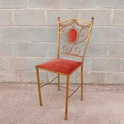 Silla metal antigua estilo Modernista. Silla Descalzadora para Tocador estilo Isabelino Luis XVI.