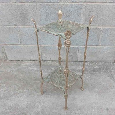 Mesa auxiliar antigua bronce estilo Modernista. Mueble peana columna macetero antiguo Luis XV XVI.