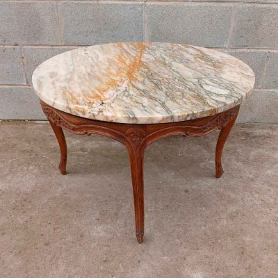 Mesa baja centro de salón antigua estilo Luis XV (73 cm). Mueble Mesa Auxiliar vintage Barroco.