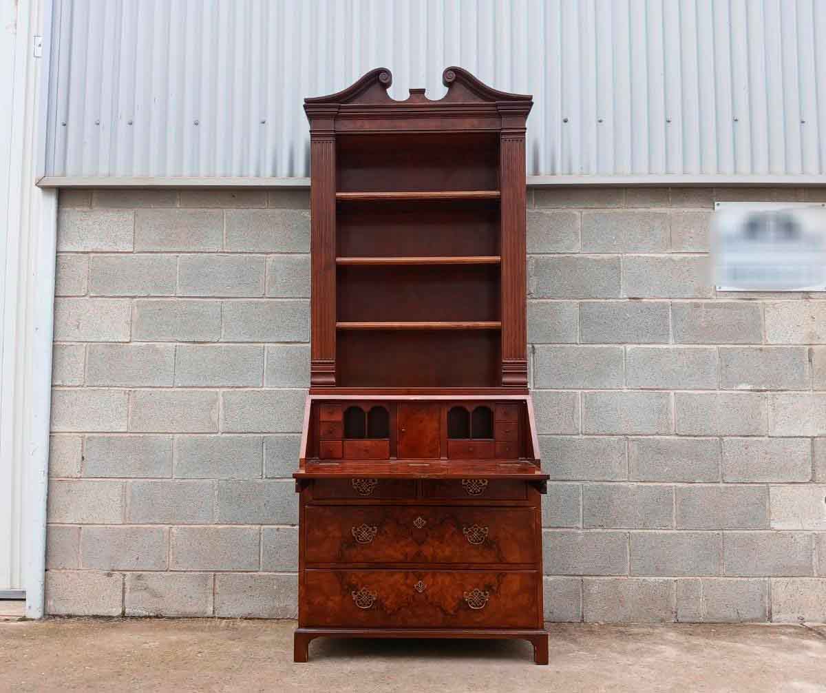 Bureau Secreter Librero Escritorio antiguo estilo inglés Victoriano. Buró Estantería Librería antigua.