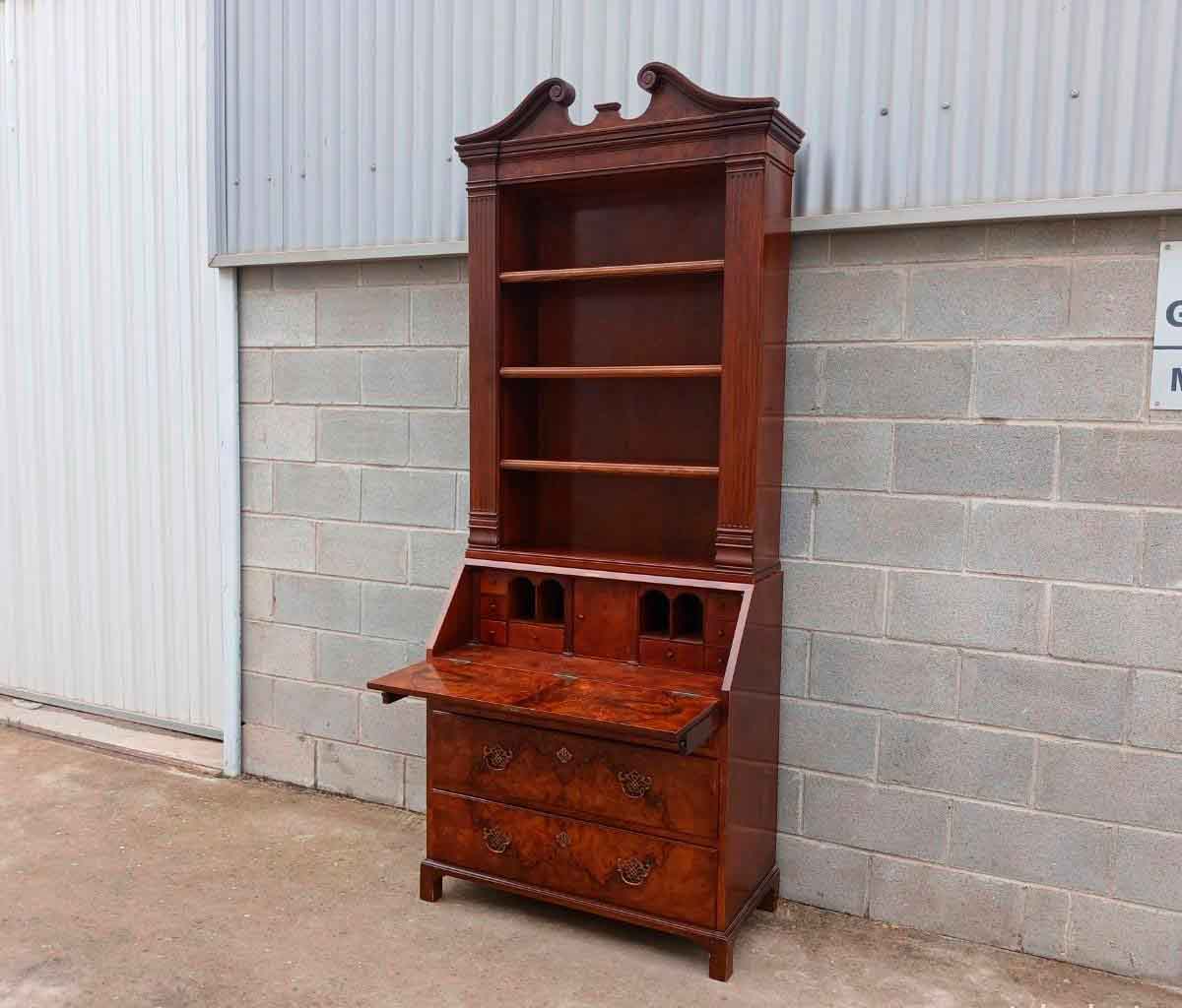 Bureau Secreter Librero Escritorio antiguo estilo inglés Victoriano. Buró Estantería Librería antigua. - Imagen 2