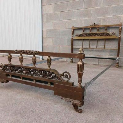 Cama antigua bronce latón 90 / 100 cm. Pequeña Cama antigua Modernista Art Decó Luis XVI.