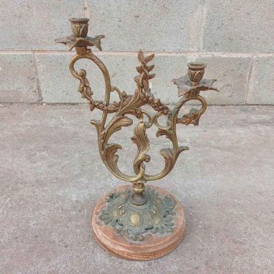 Candelabro antiguo bronce estilo Luis XV. Candelabro para velas estilo Barroco.