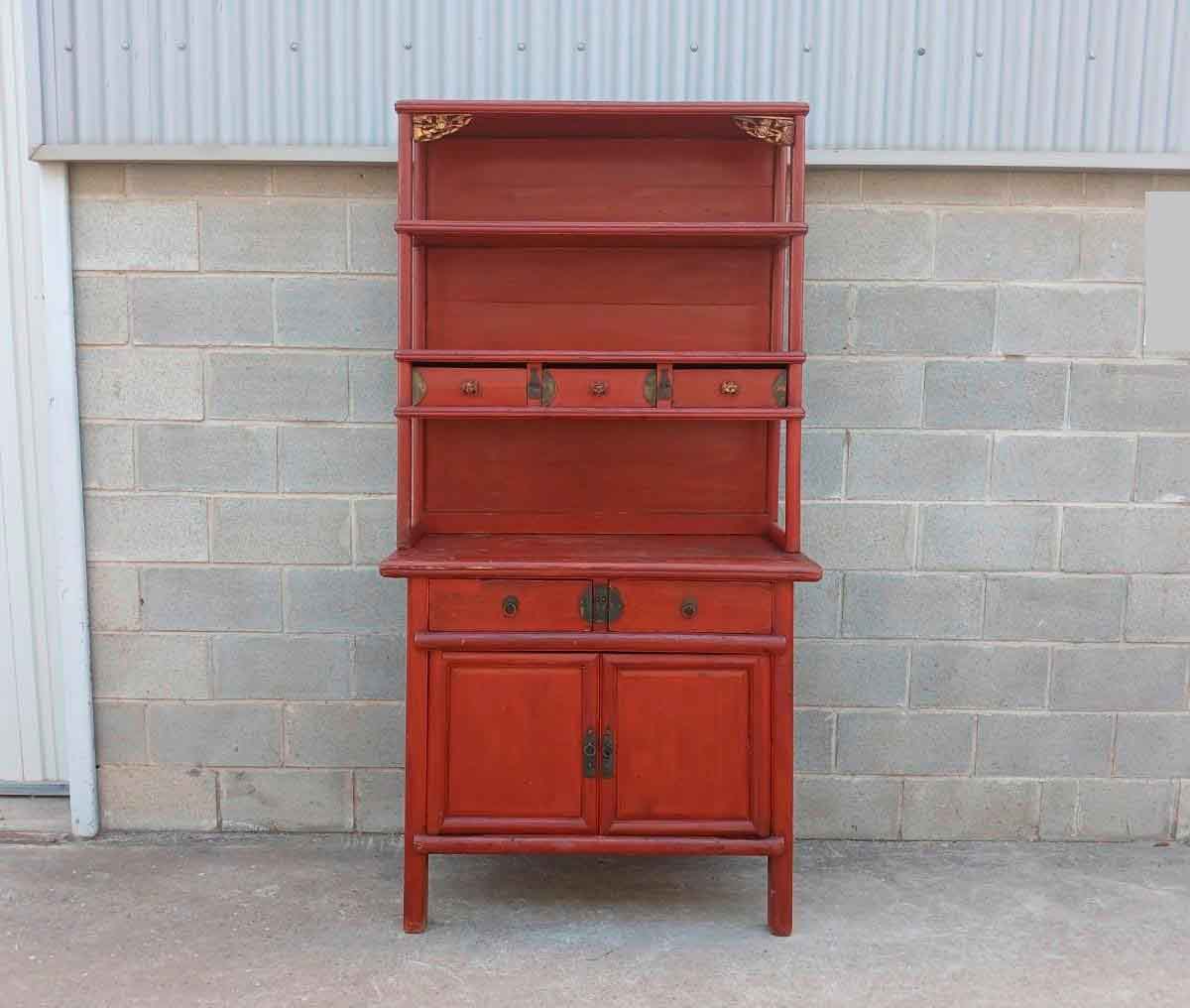 Mueble Salón Aparador Librero antiguo estilo Chino. Estantería Librería antigua Trinchero Canterano. - Imagen 2