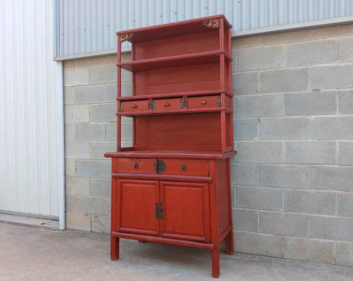 Mueble Salón Aparador Librero antiguo estilo Chino. Estantería Librería antigua Trinchero Canterano. - Imagen 3