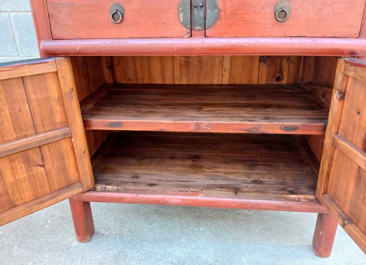 Mueble Salón Aparador Librero antiguo estilo Chino. Estantería Librería antigua Trinchero Canterano. - Imagen 6