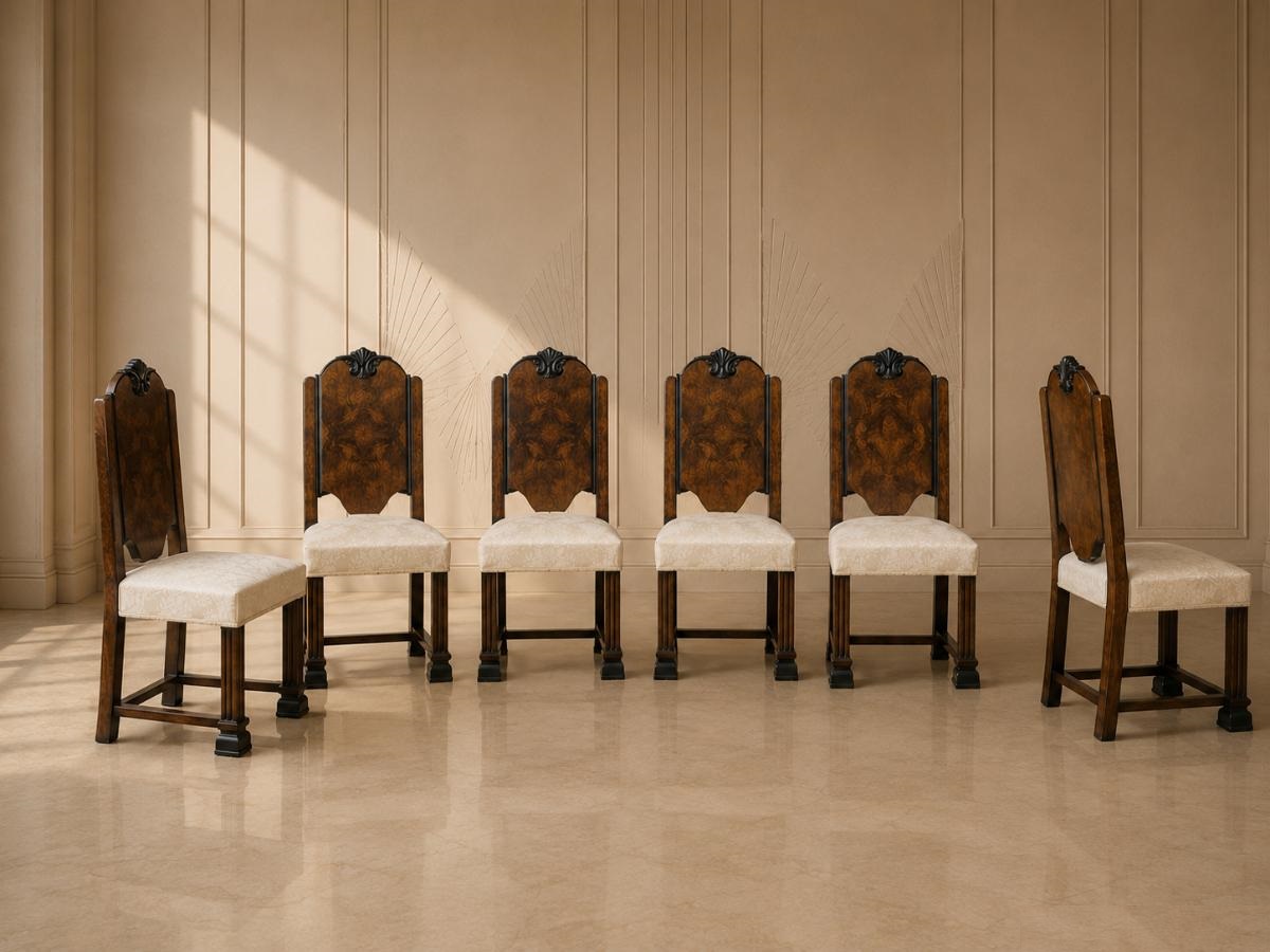 6 seis sillas antiguas estilo Art Decó. Sillería Sillas antiguas estilo Modernista.