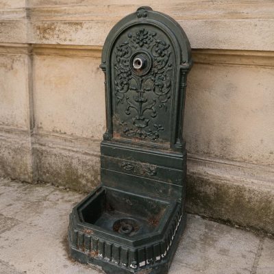 Fuente de hierro antigua 95 cm. Fuente de pared exterior jardín estilo Neoclásico.