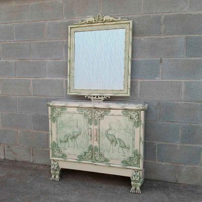 Mueble auxiliar antiguo vintage Espejo estilo Chino. Taquillón Recibidor Tocador Cómoda Consola.